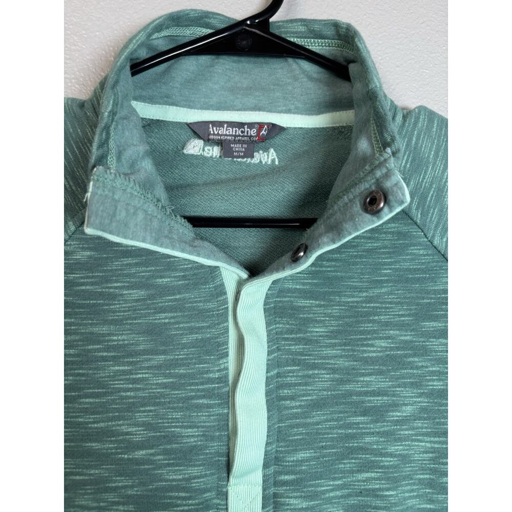 Avalanche 1/4 Snap Pullover Sweatshirt Beryl Green Running Thumb Holes Medium - Picture 3 of 7